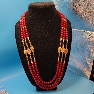 Elegant Red Beaded Necklace